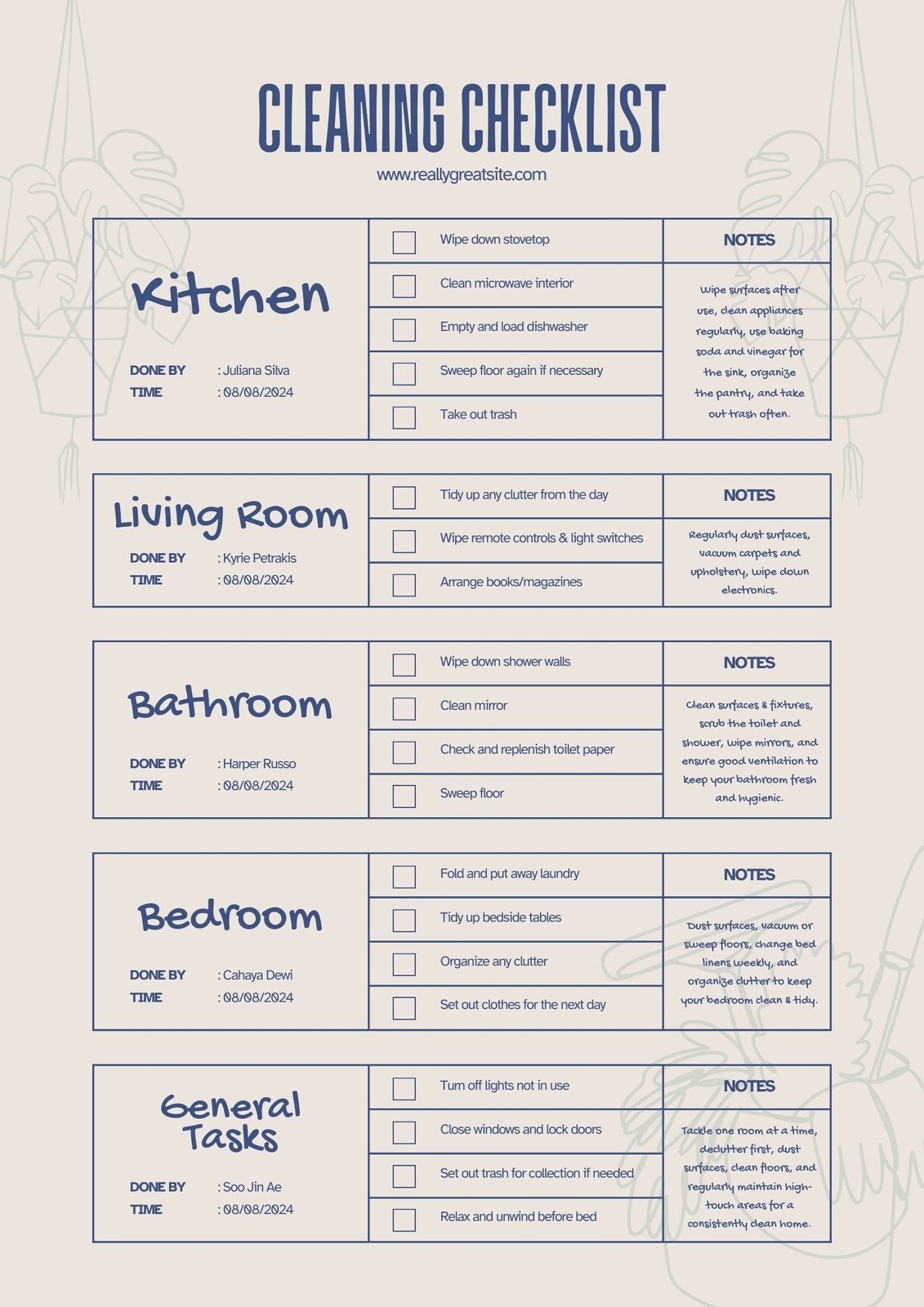 Printable Cleaning For Work Editable