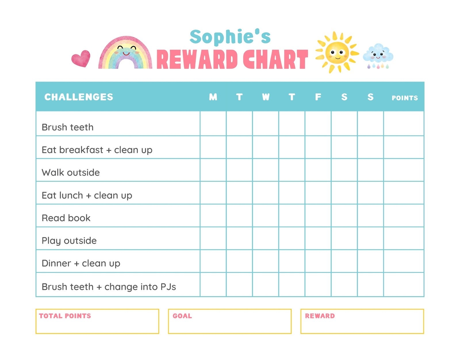 Sticker Chart Printable Editable Monthly Sticker Chart Printable