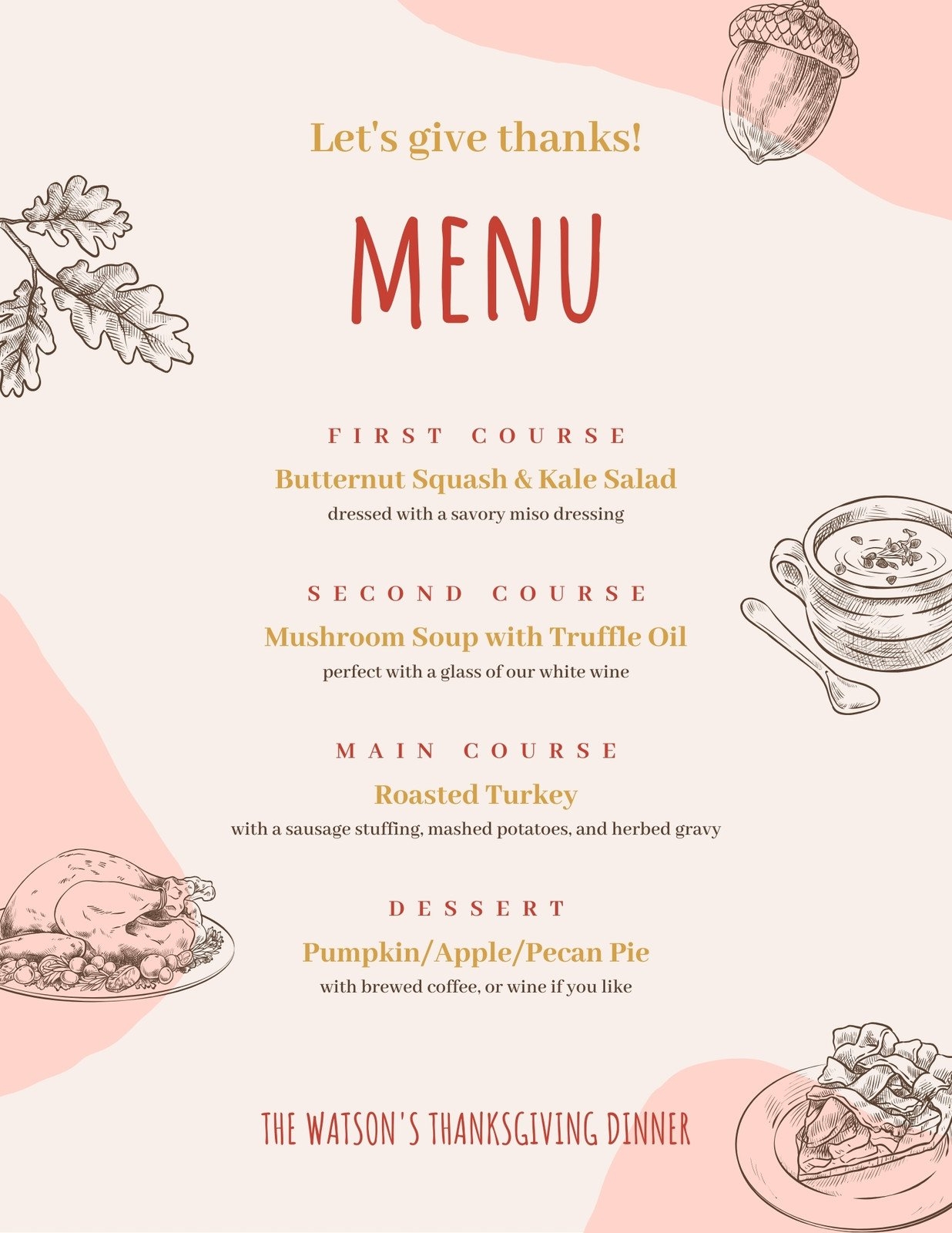 Free Printable Customizable Thanksgiving Menu Templates Canva