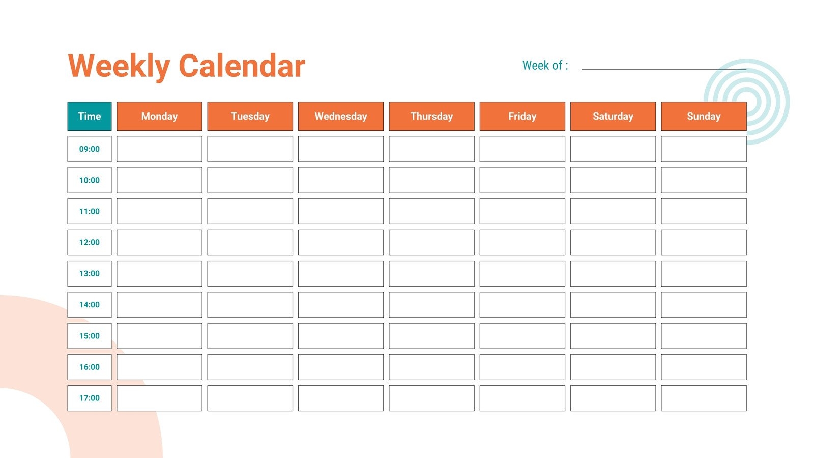 Blank Editable Calendar With Time Slots Printable