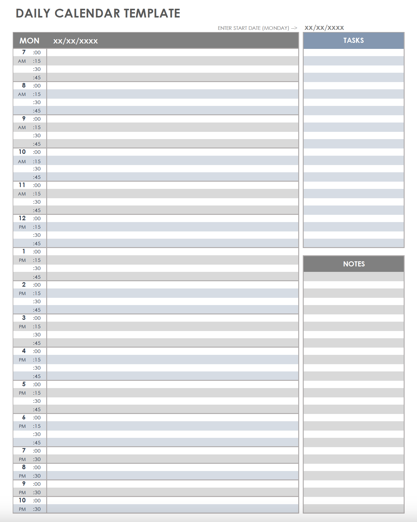Printable Editable Daily Schedule