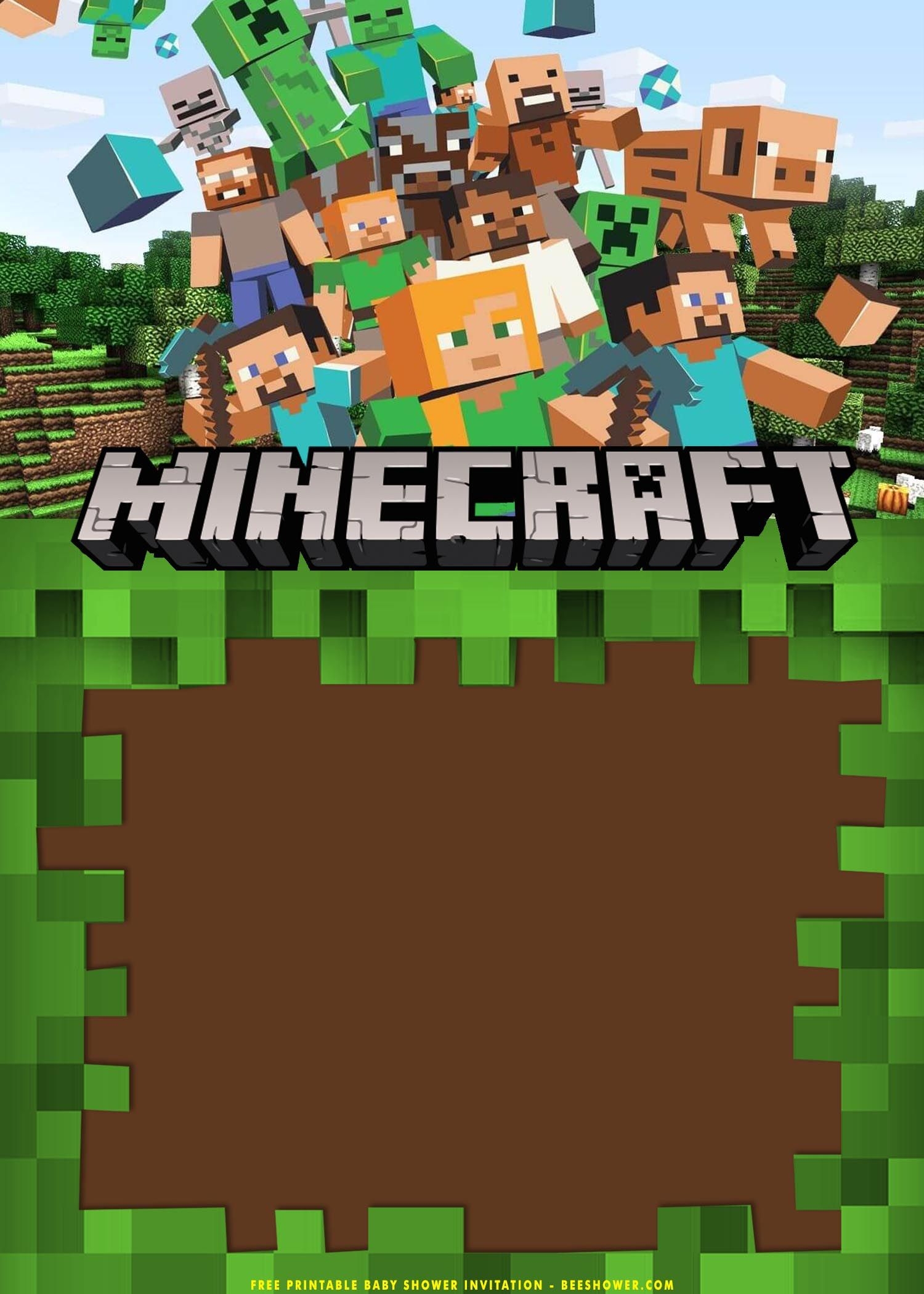 FREE Printable Epic Minecraft Baby Shower Invitation Templates