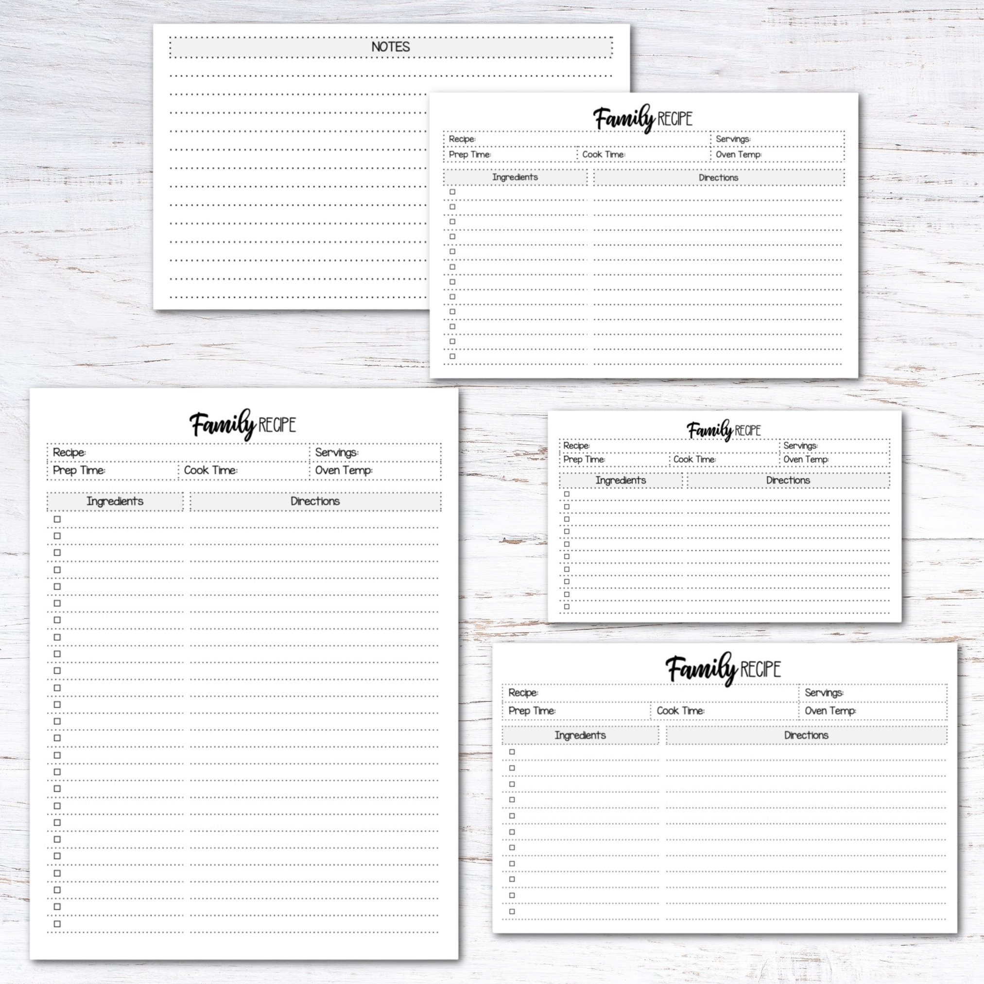 Printable Editable Recipe Binder