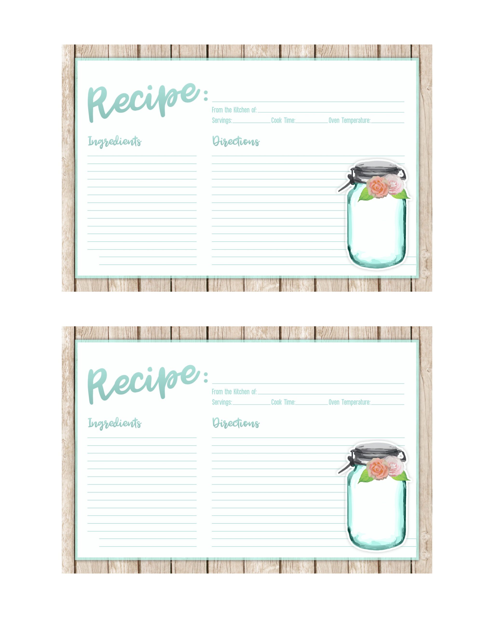 Free Printable Farmhouse Mason Jar Recipe Card And Stationery Set The Cottage Market