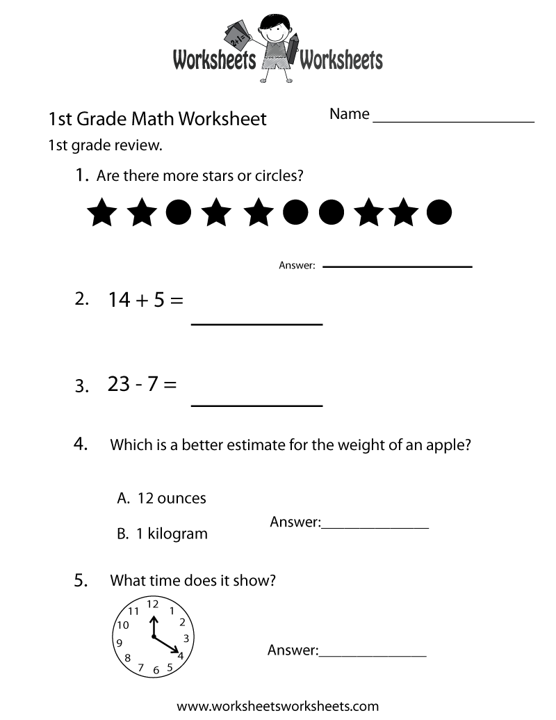 Free Printable First Grade Math Practice Worksheet Worksheets Library