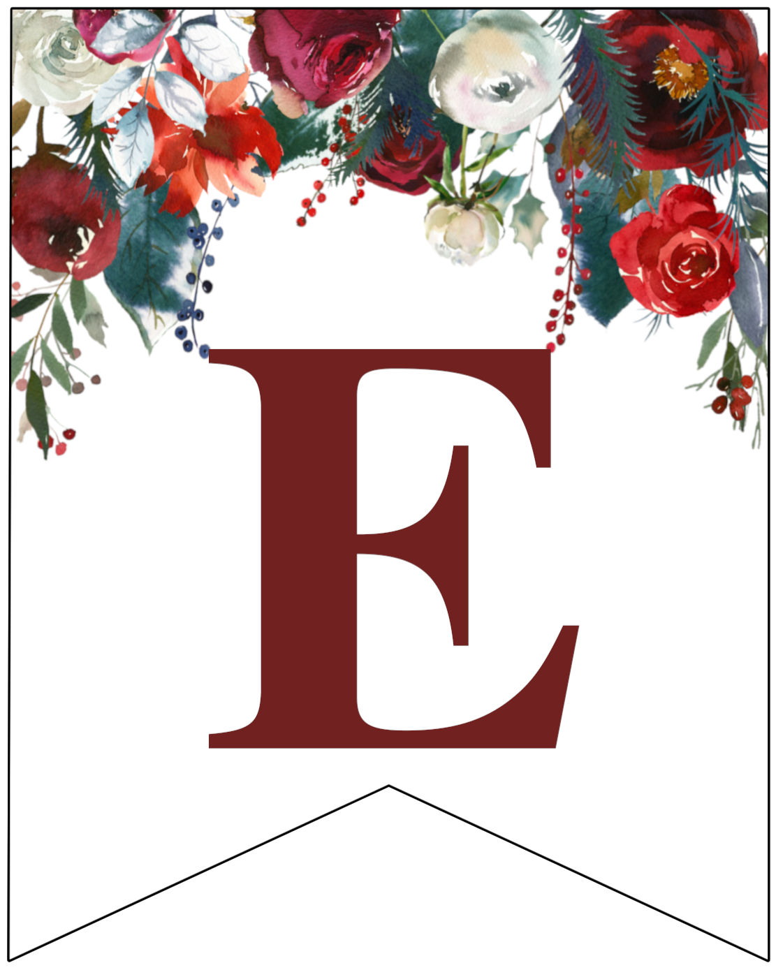 Free Printable Floral Christmas Banner Letters Paper Trail Design
