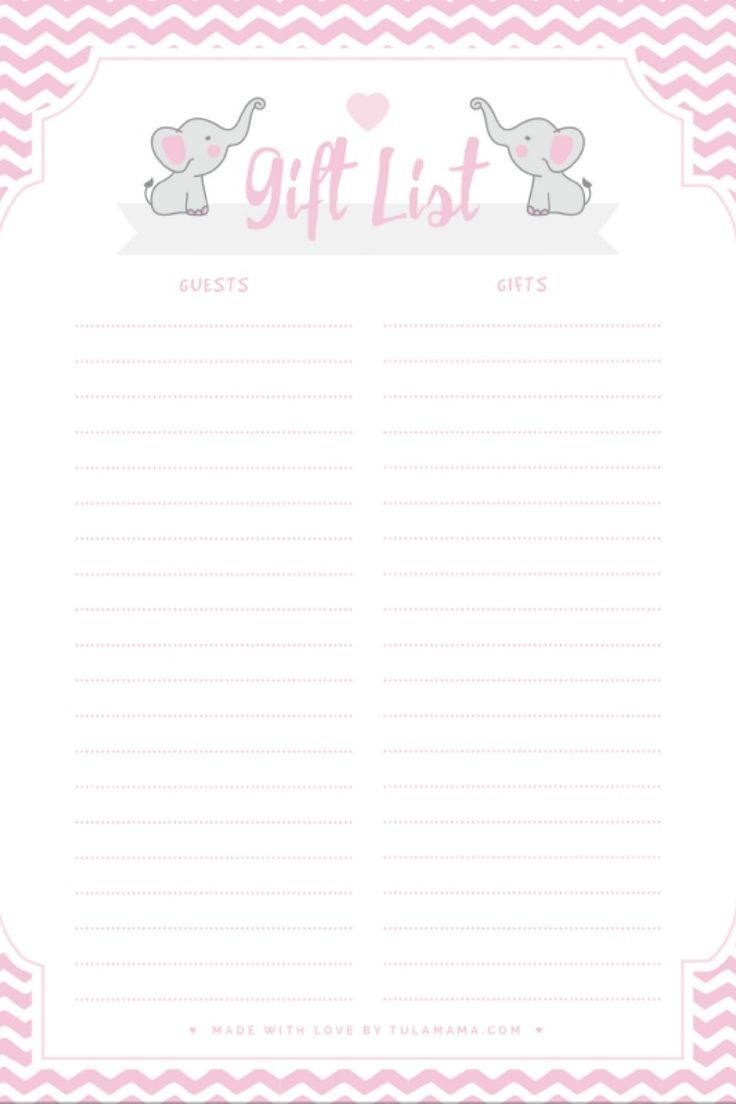 Baby Shower Gift Tracker Free Editable Printable