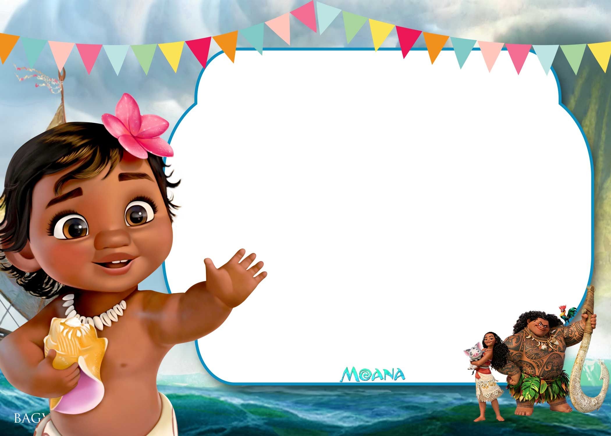 Moana Editable Printable Invitations