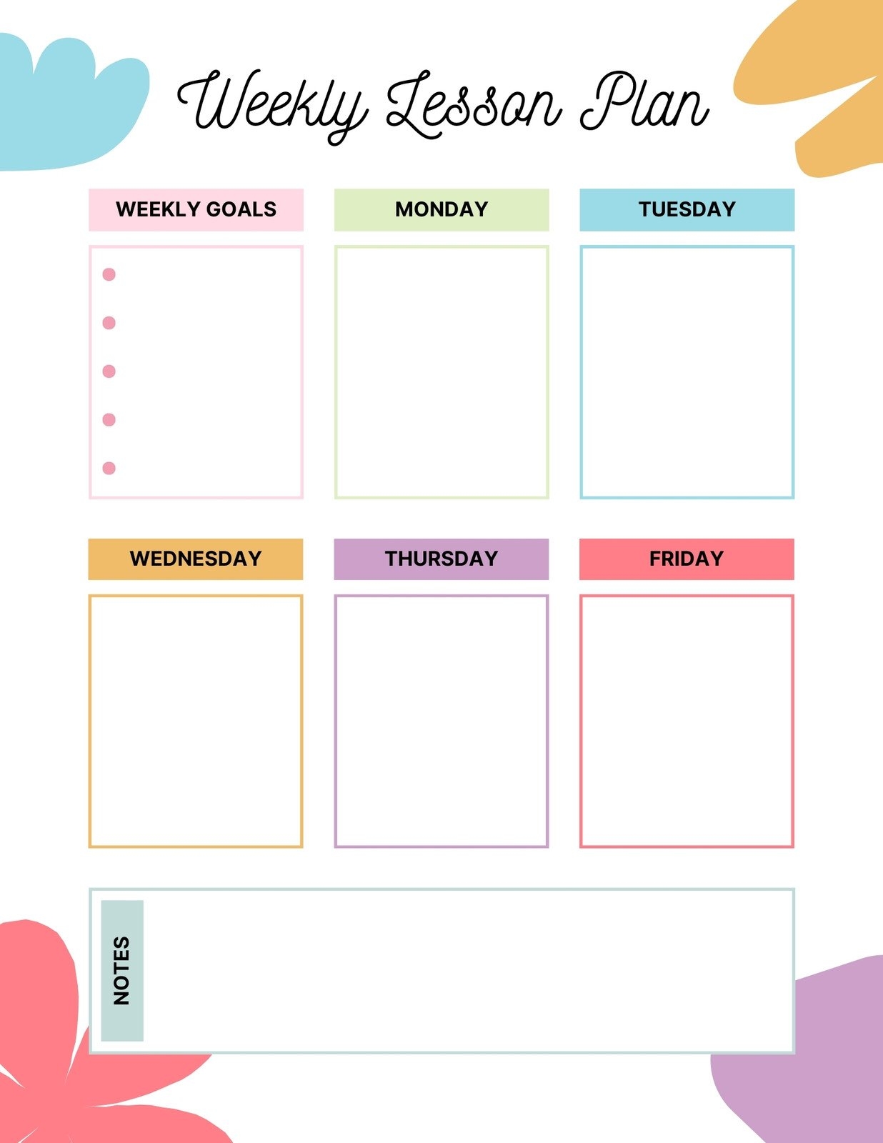 Free Printable Monthly Lesson Plan Templates Canva