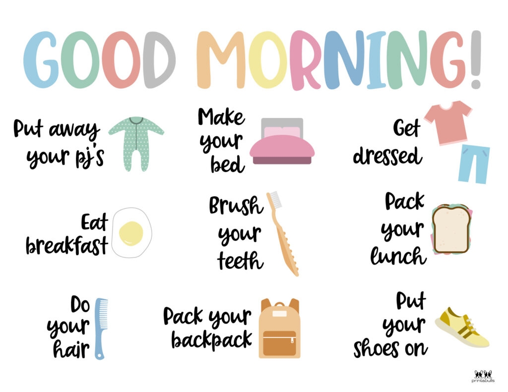 Free Printable Morning Routine Charts With Pictures Printable Party Favors