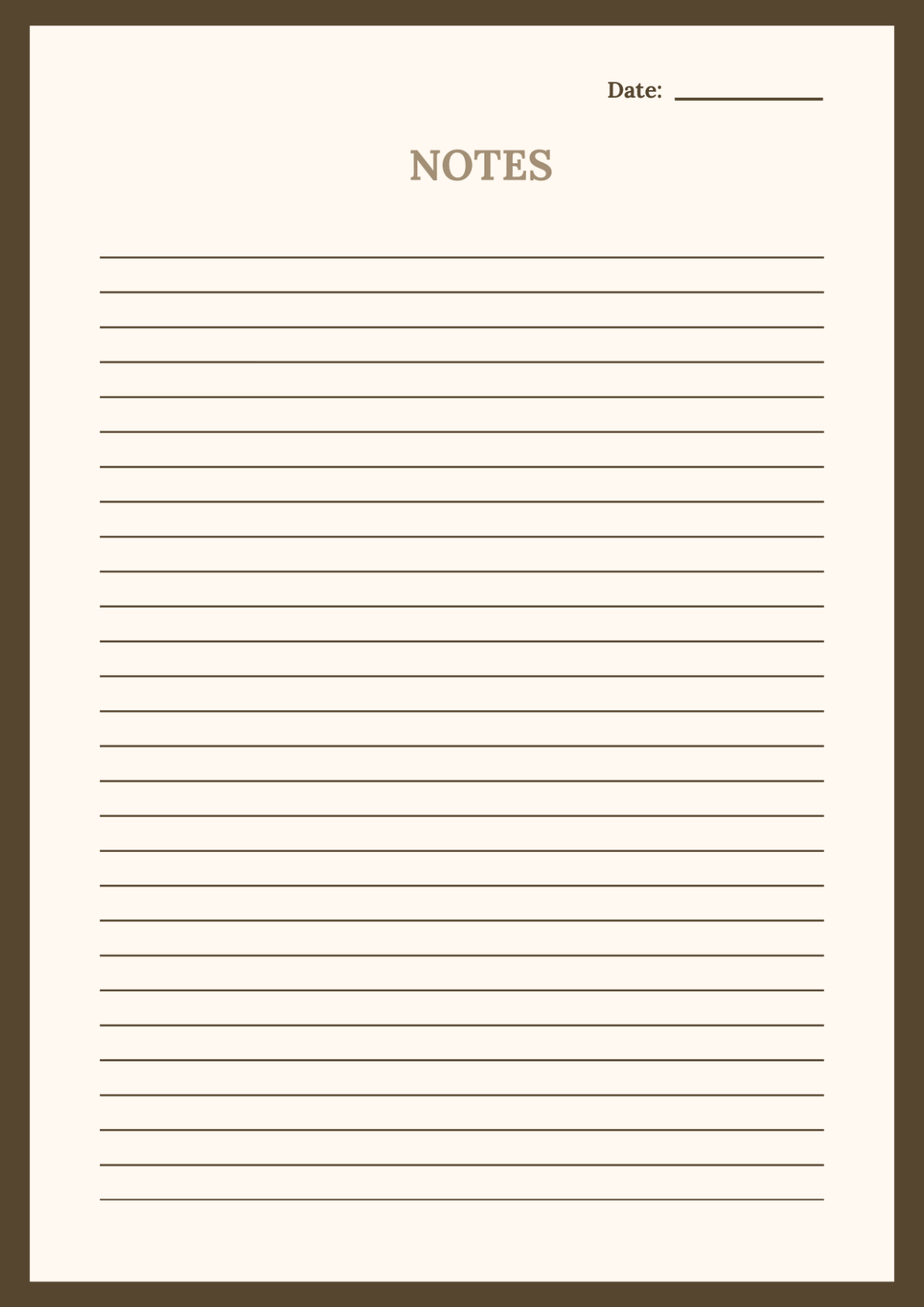 Editable Printable Note Page