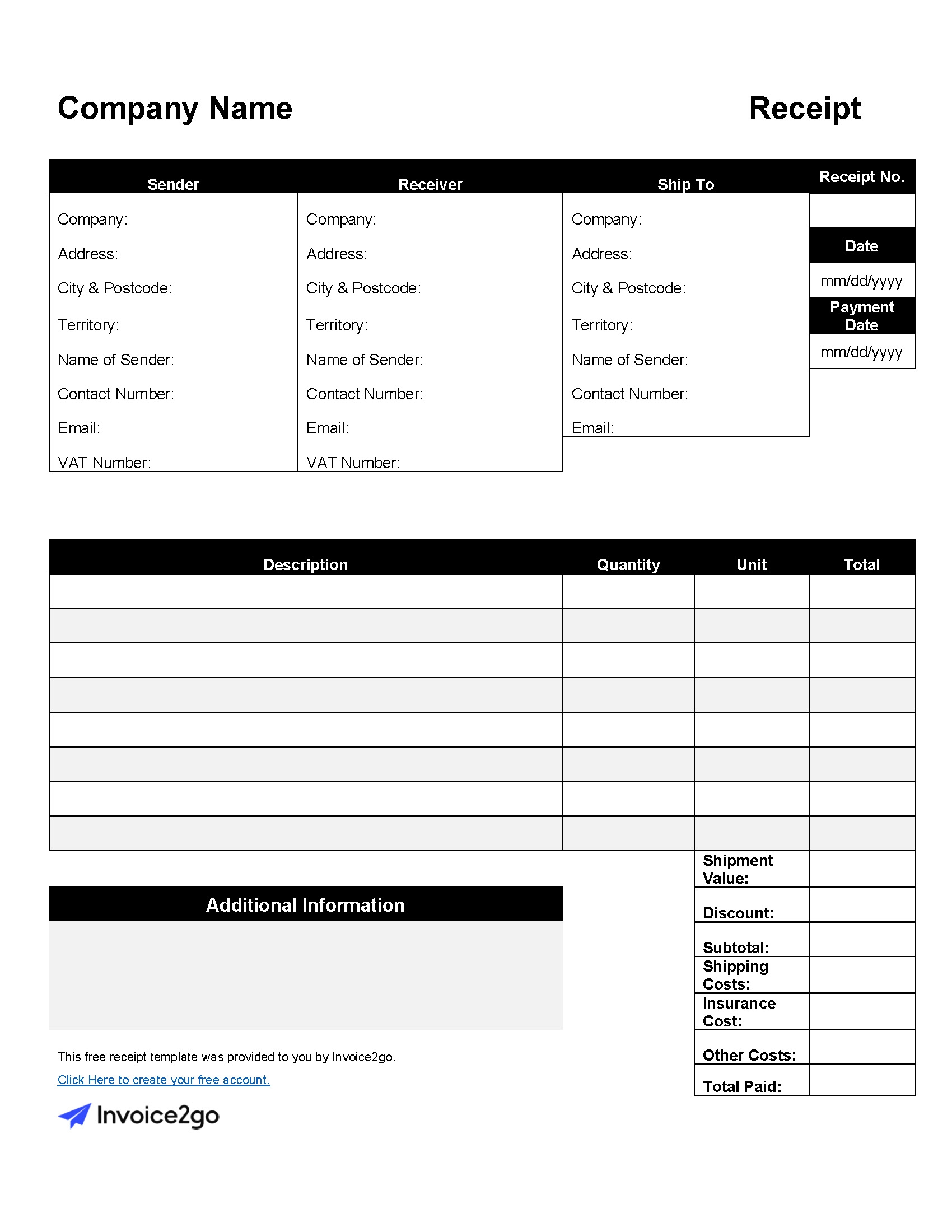 Free Editable Printable Receipt
