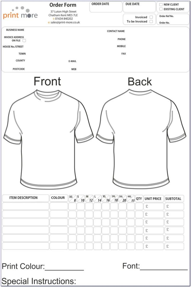 Printable Editable T Shirt Template
