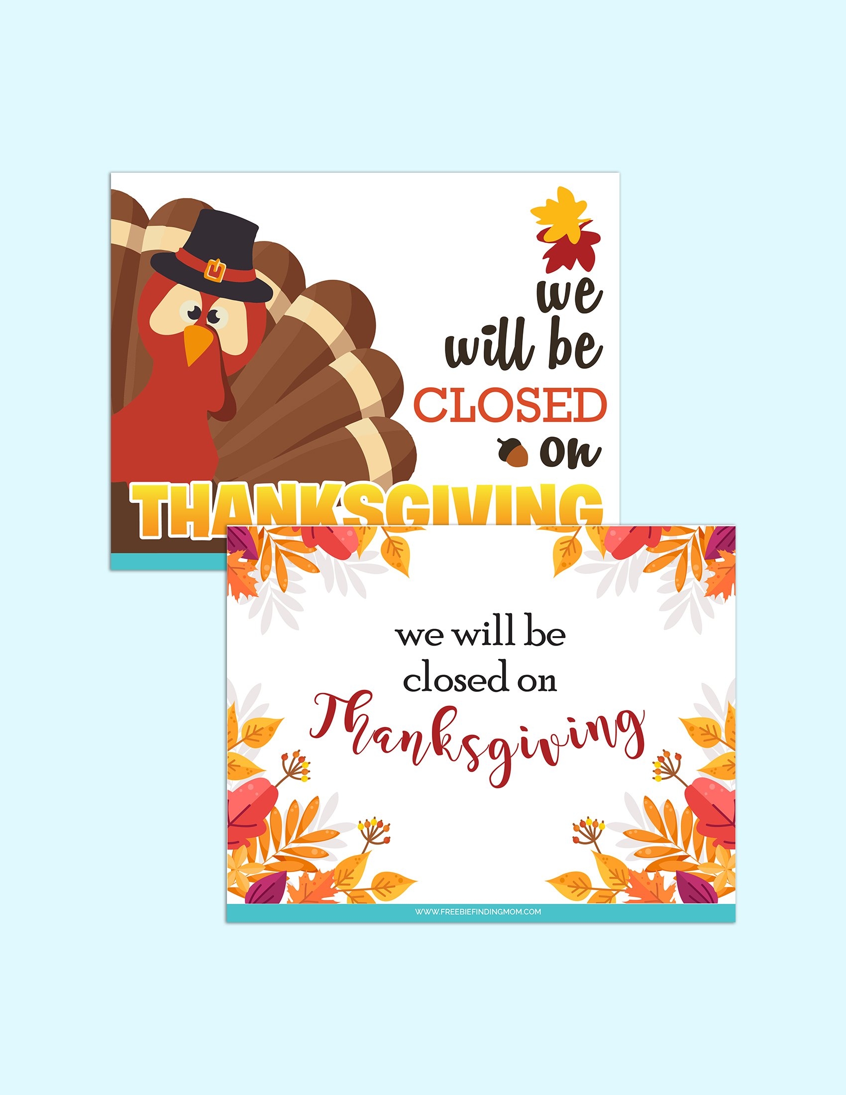 Free Printable Thanksgiving Closed Sign Templates