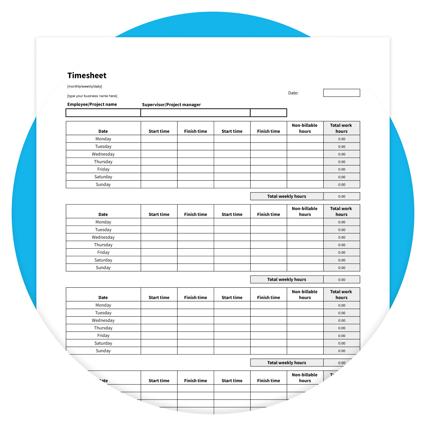 Free Printable Timesheet Template For Small Businesses Xero CA