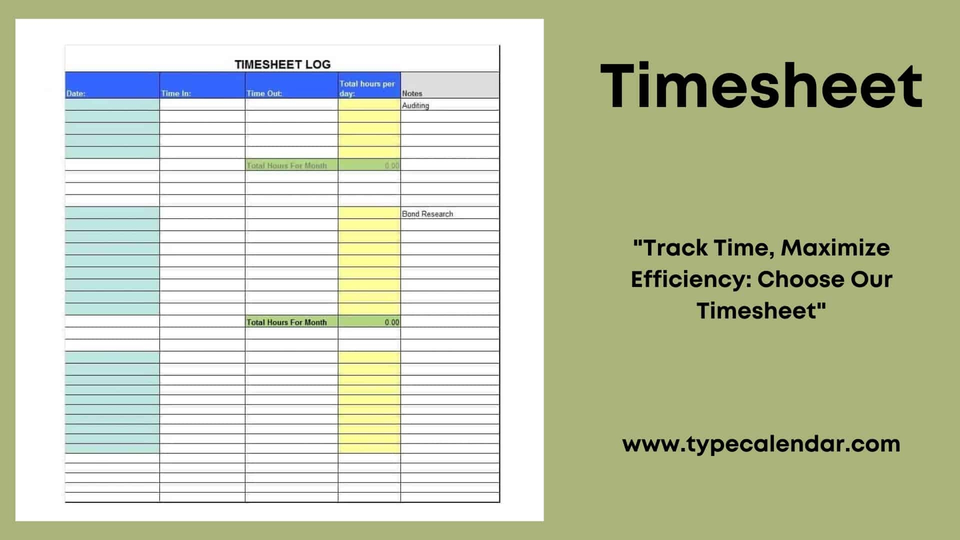 Editable Printable Free Time Sheets With Discription