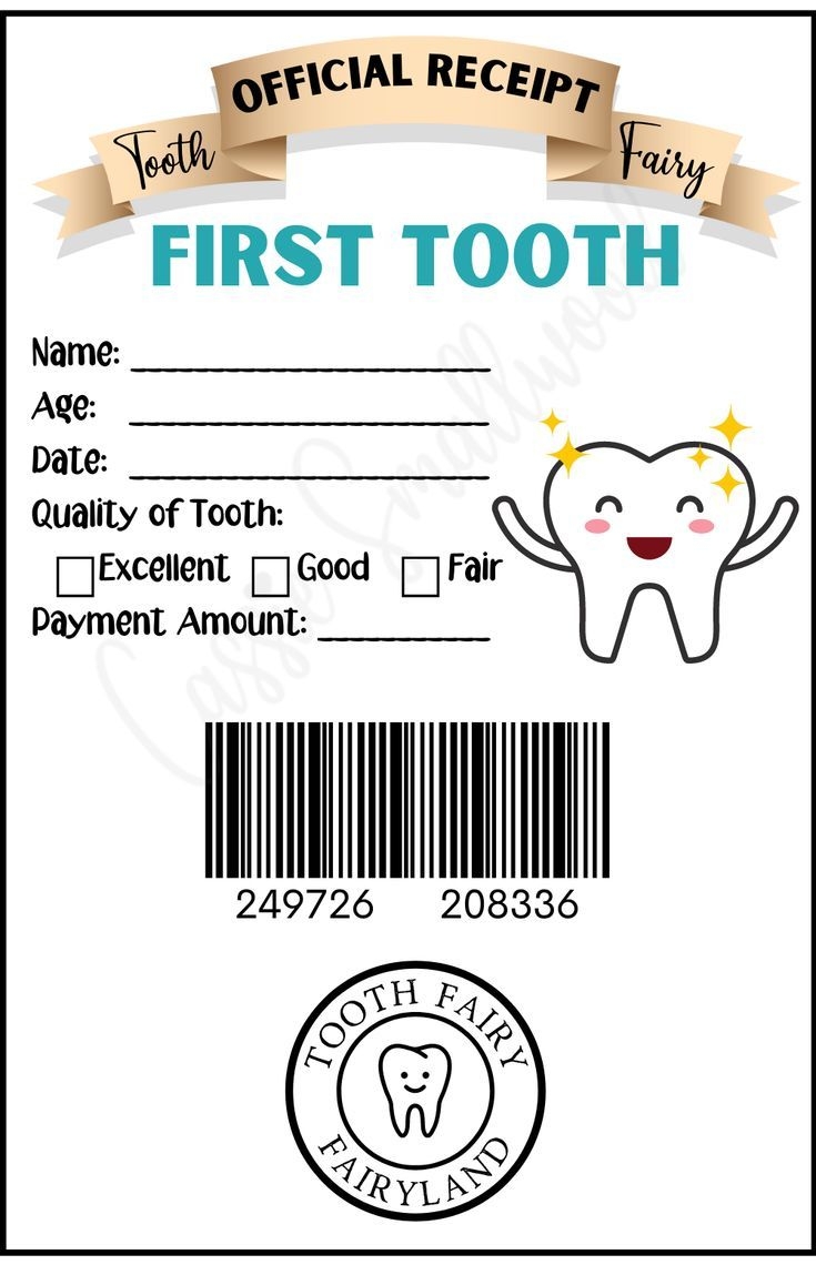 Free Printable Tooth Fairy Receipt For First Tooth