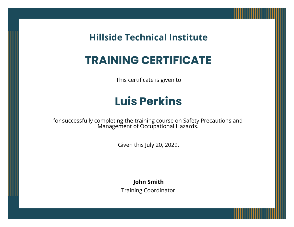 Free Printable Training Certificate Templates To Customize Online