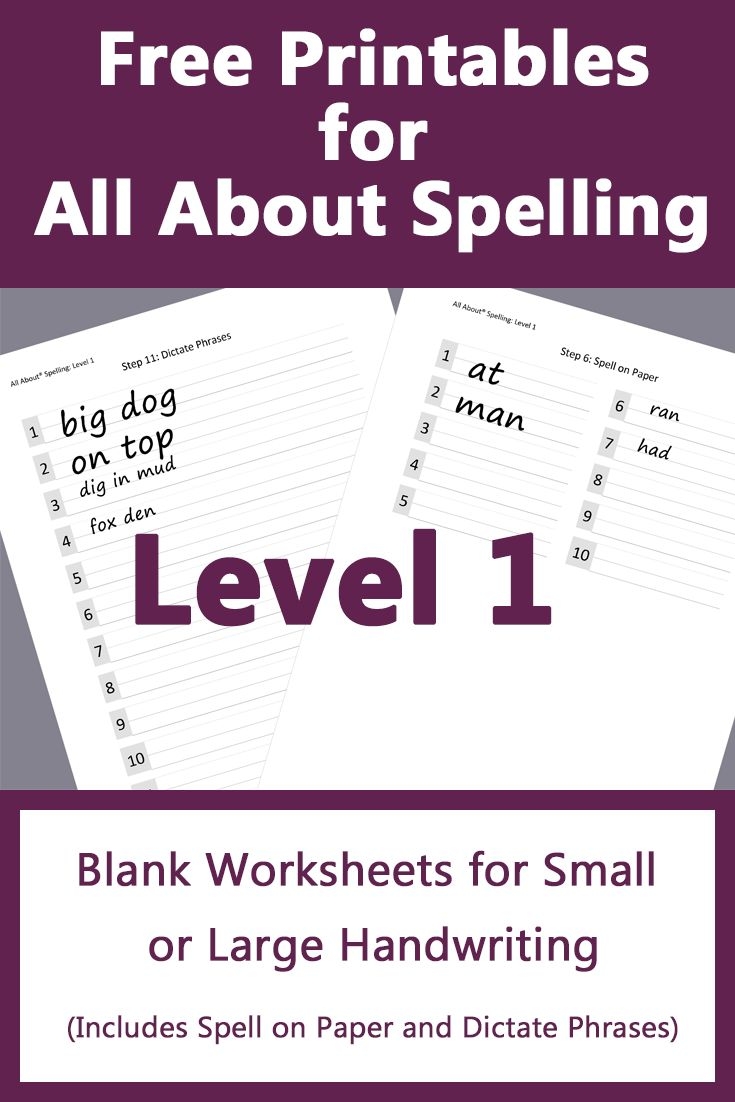 Free Printables For All About Spelling Level 1