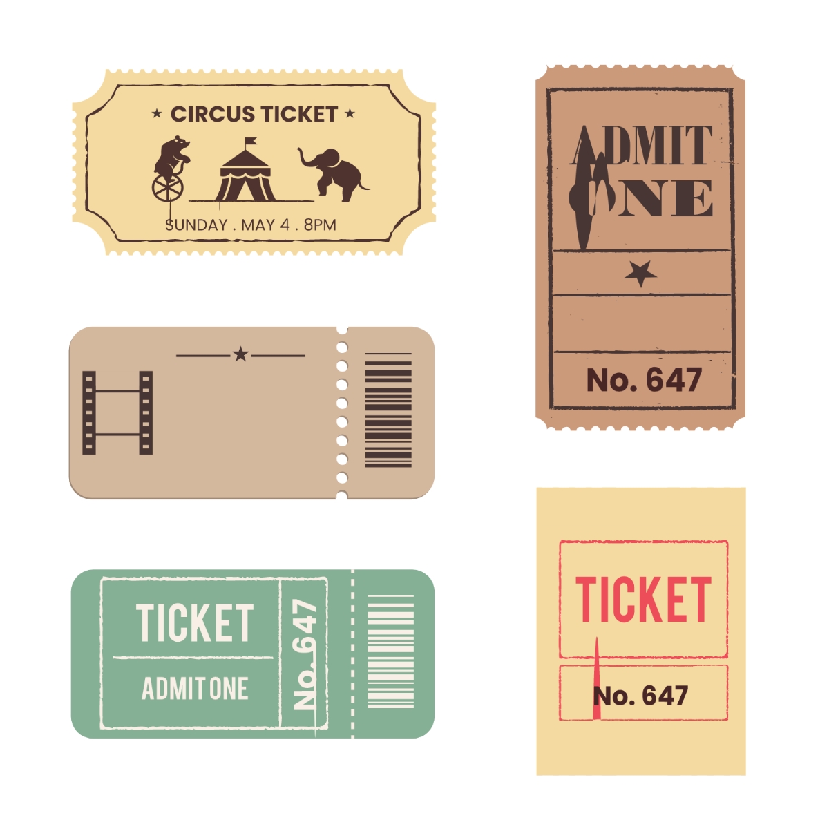 Free Retro Ticket Templates Editable And Printable
