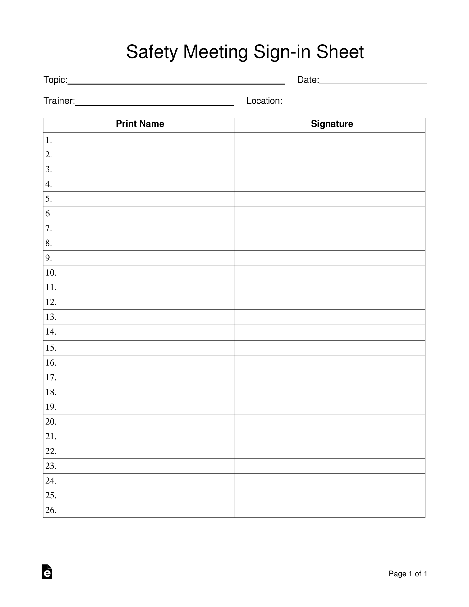 Printable And Editable Meeting Sign Up Sheets