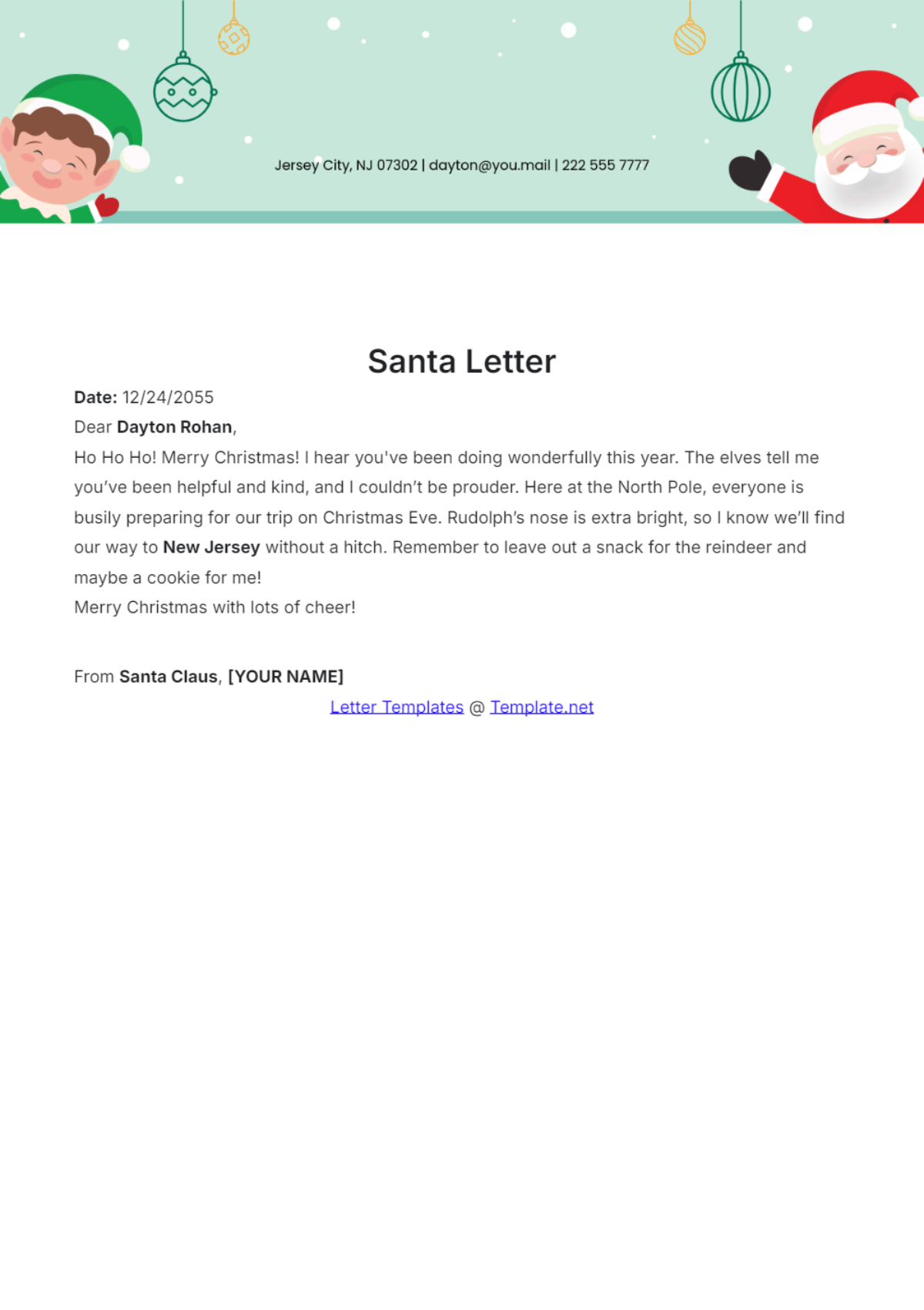 Free Santa Letter Templates Editable And Printable