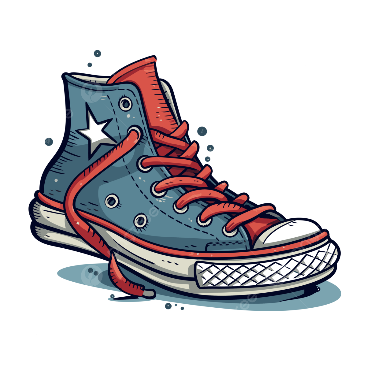 Free Shoe Vector Sticker Clipart Pair Of Converse Boots In Retro Style And Red Cartoon Sticker Clipart PNG And Vector With Transparent Background For Free Download