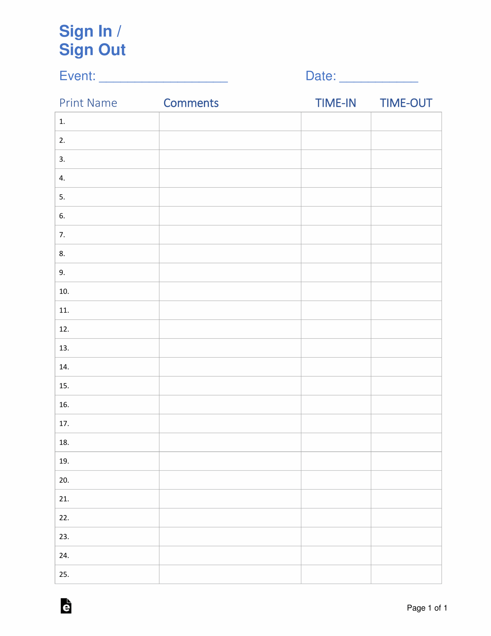 Editable And Printable Sign Up Sheets