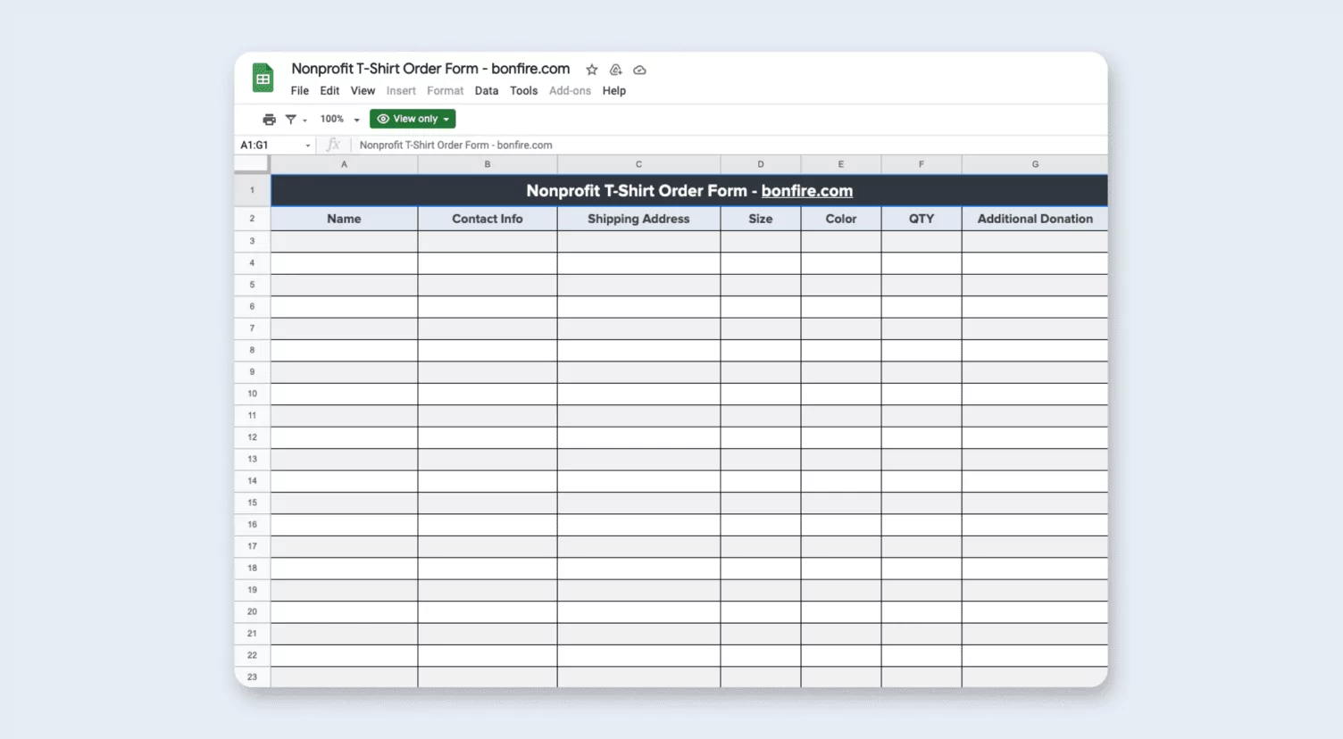 Free T Shirt Order Form Template Excel Google Sheets PDF Bonfire