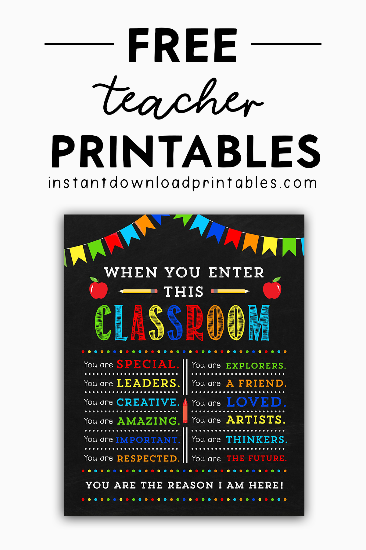 Free Teacher Decor Classroom Signs Chalkboard Printable Instant Download Instant Download Printables