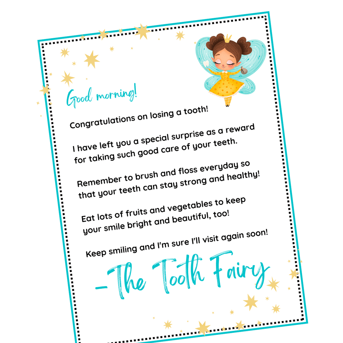 Editable Printable Customizable Tooth Fairy Letter