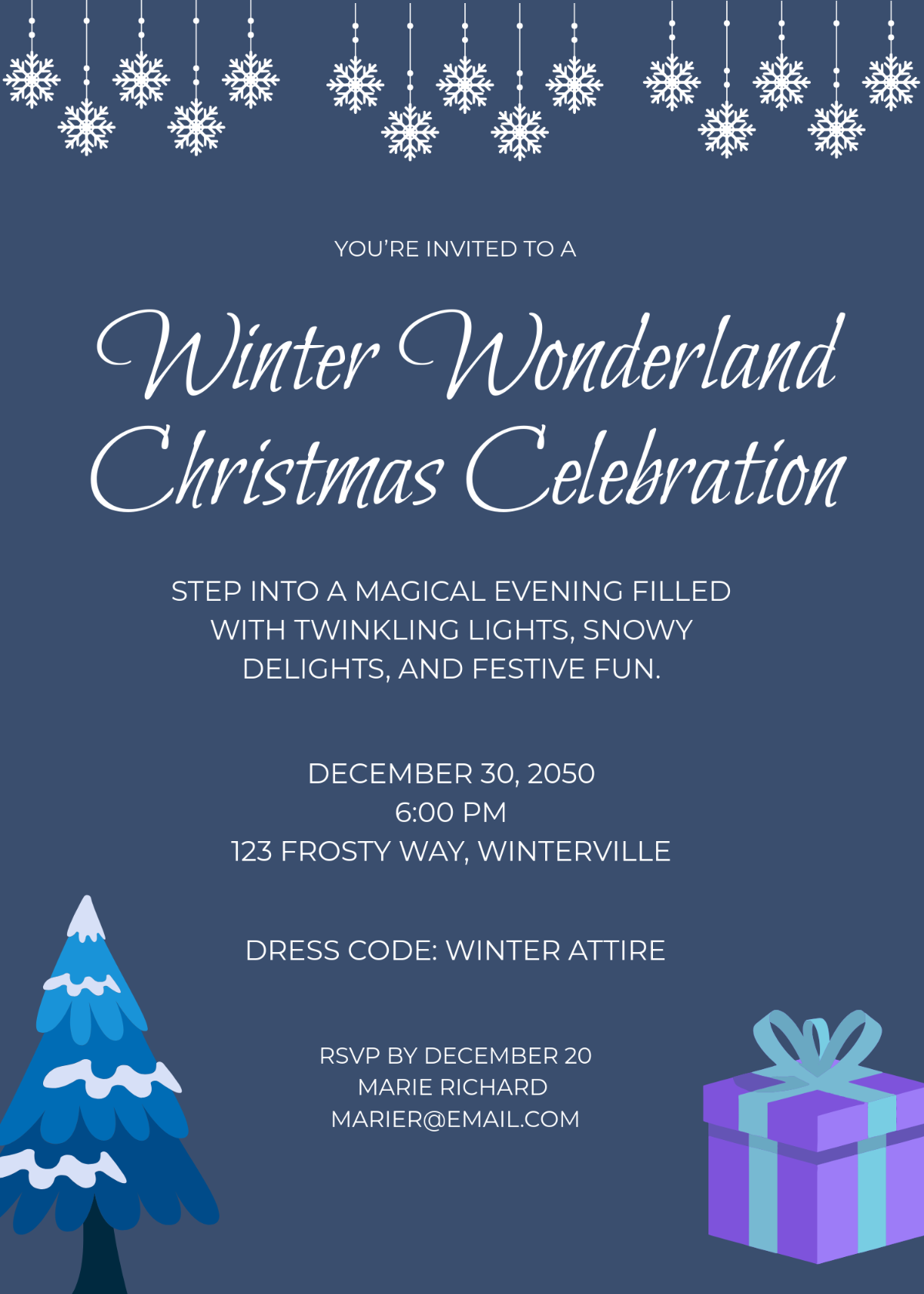 Free Winter Wonderland Christmas Invitation Template To Edit Online