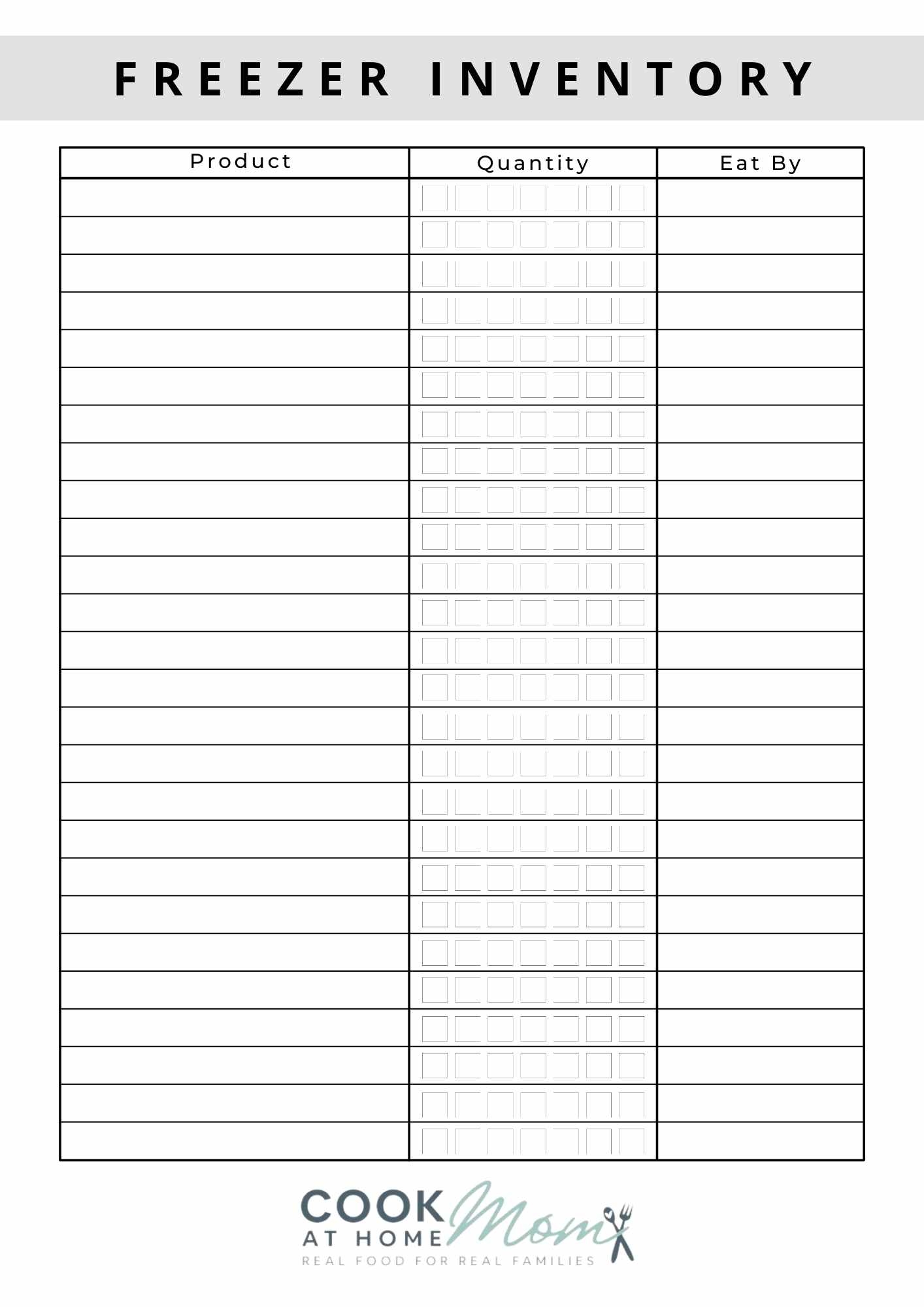 Printable Editable Freezer Inventory Templates
