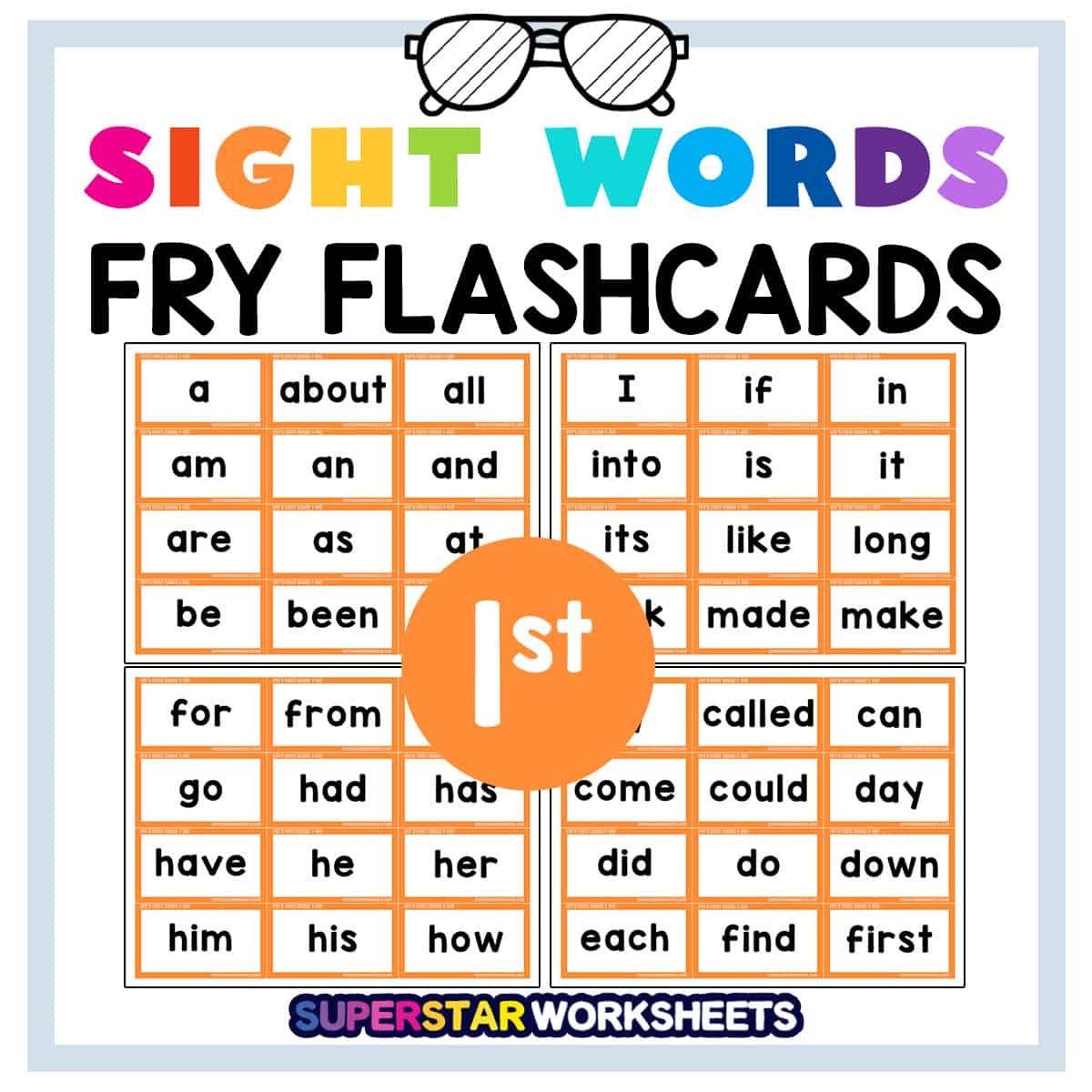 Fry Sight Words Flashcards Superstar Worksheets
