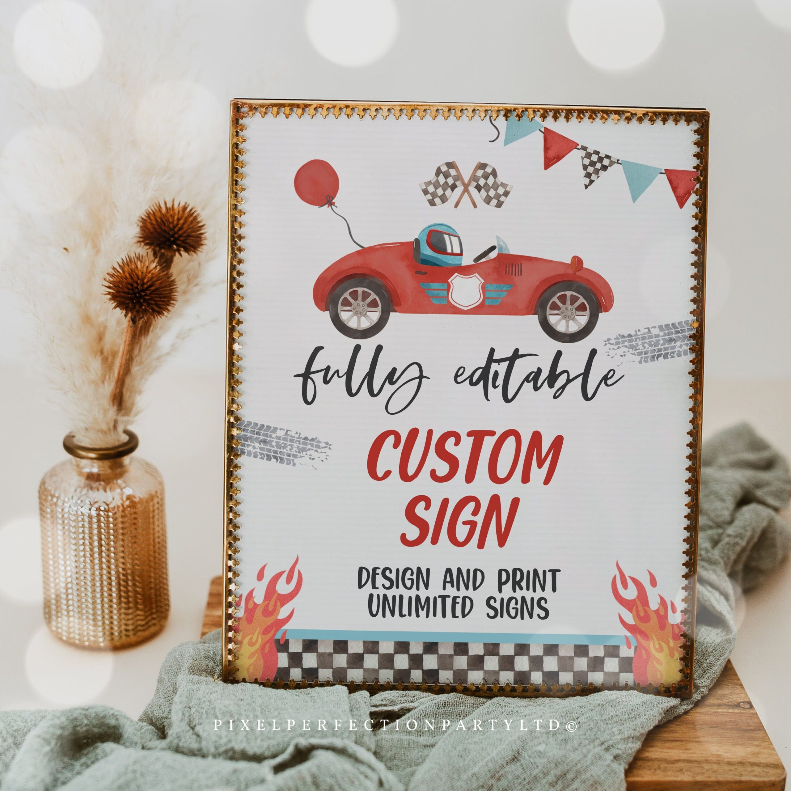 Fully Editable Race Car Custom Sign Growing Up Two Fast Race Car 2nd Birthday Party Sign Red Race Car Birthday Party Instant Download VR Etsy