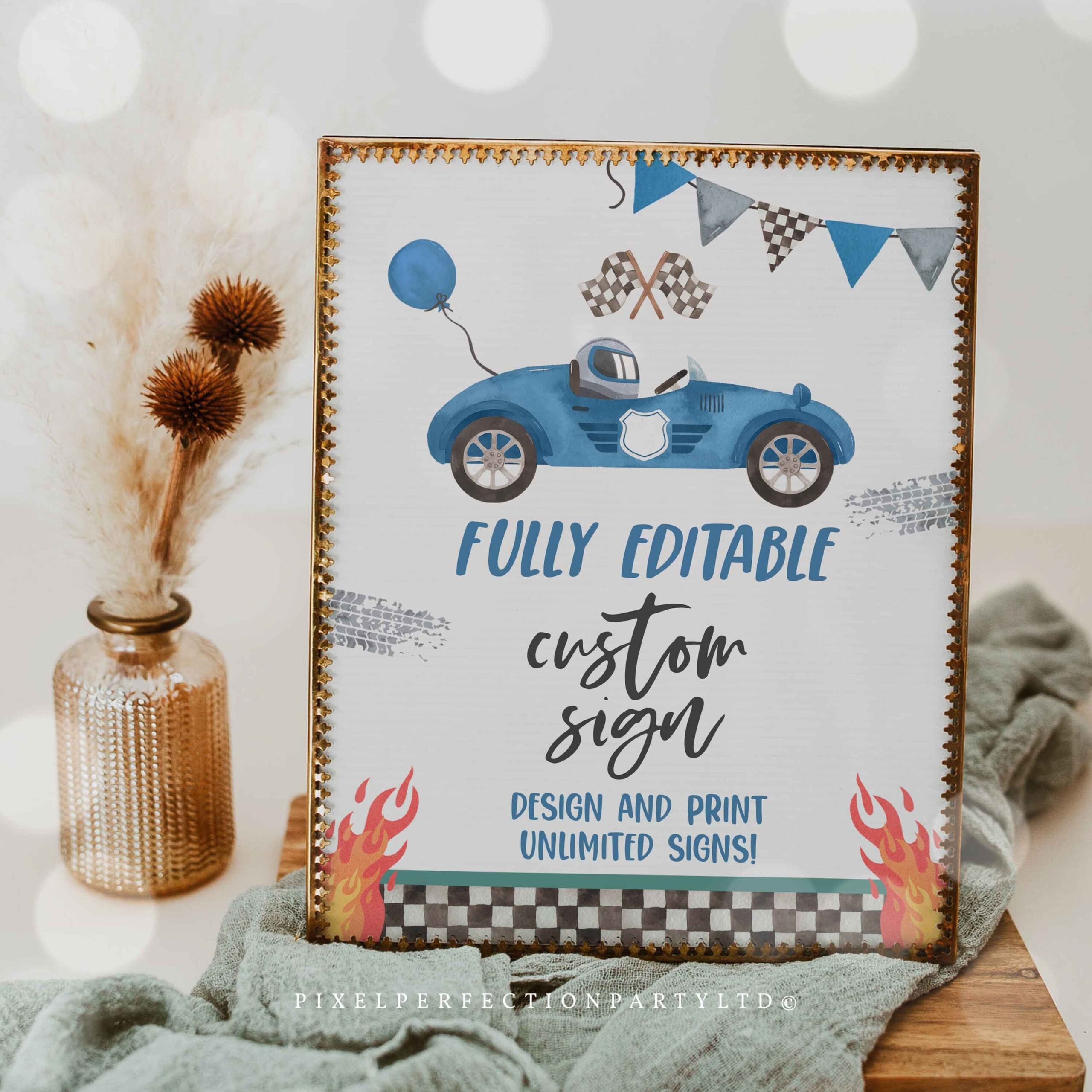 Fully Editable Race Car Custom Sign Two Fast 2nd Birthday Party Sign Race Car 2nd Birthday Growing Up Two Fast Party Instant Download DB5 Etsy