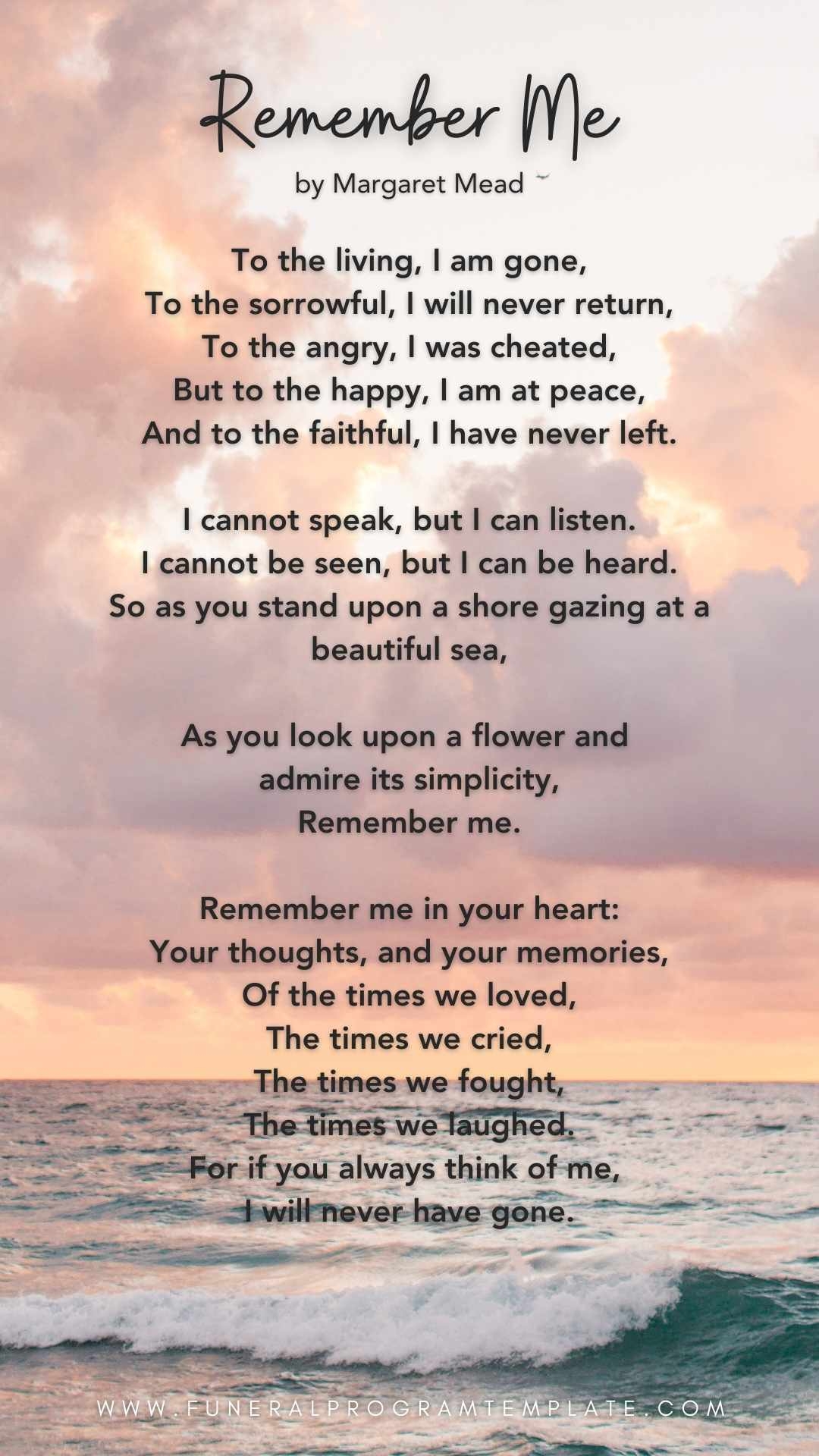 Funeral Poems For Funeral Programs Funeral Program Template