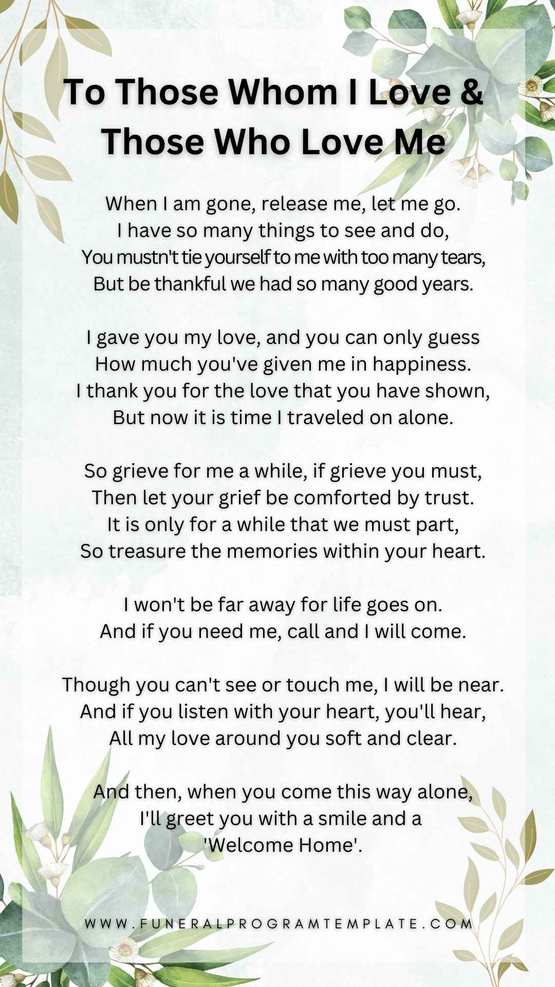 Funeral Poems For Funeral Programs Funeral Program Template
