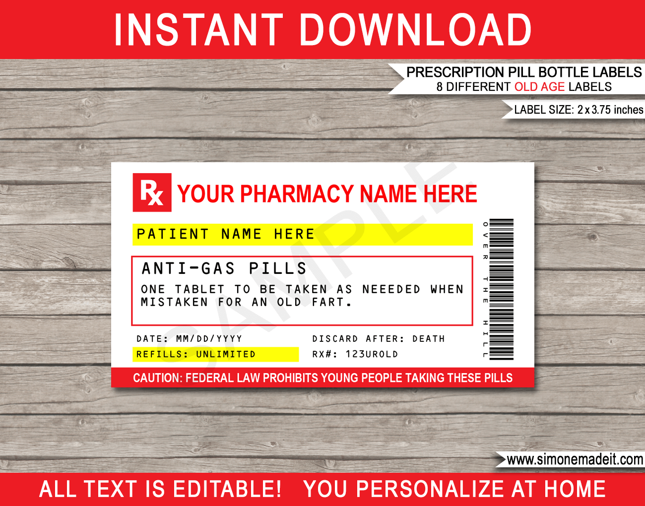 Printable Editable Prescription Label Template