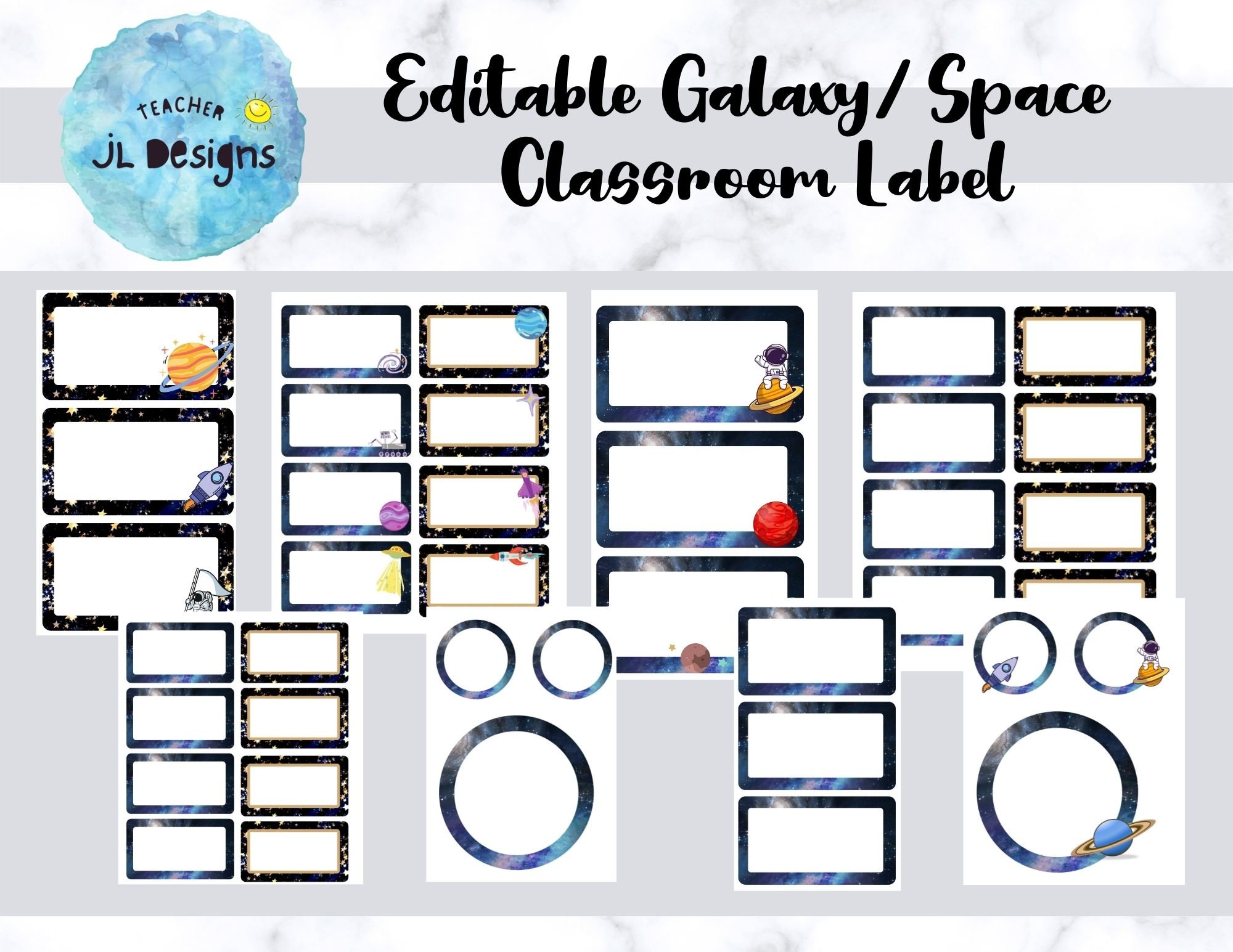 Galaxy Stars Classroom Label Canva Editable Name Plate Digital Download And Printable Teacher Supplies Classroom Decor Etsy
