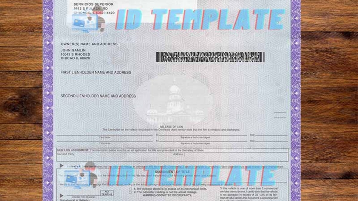 Get USA Illinois Certificate Of Title PSD Template