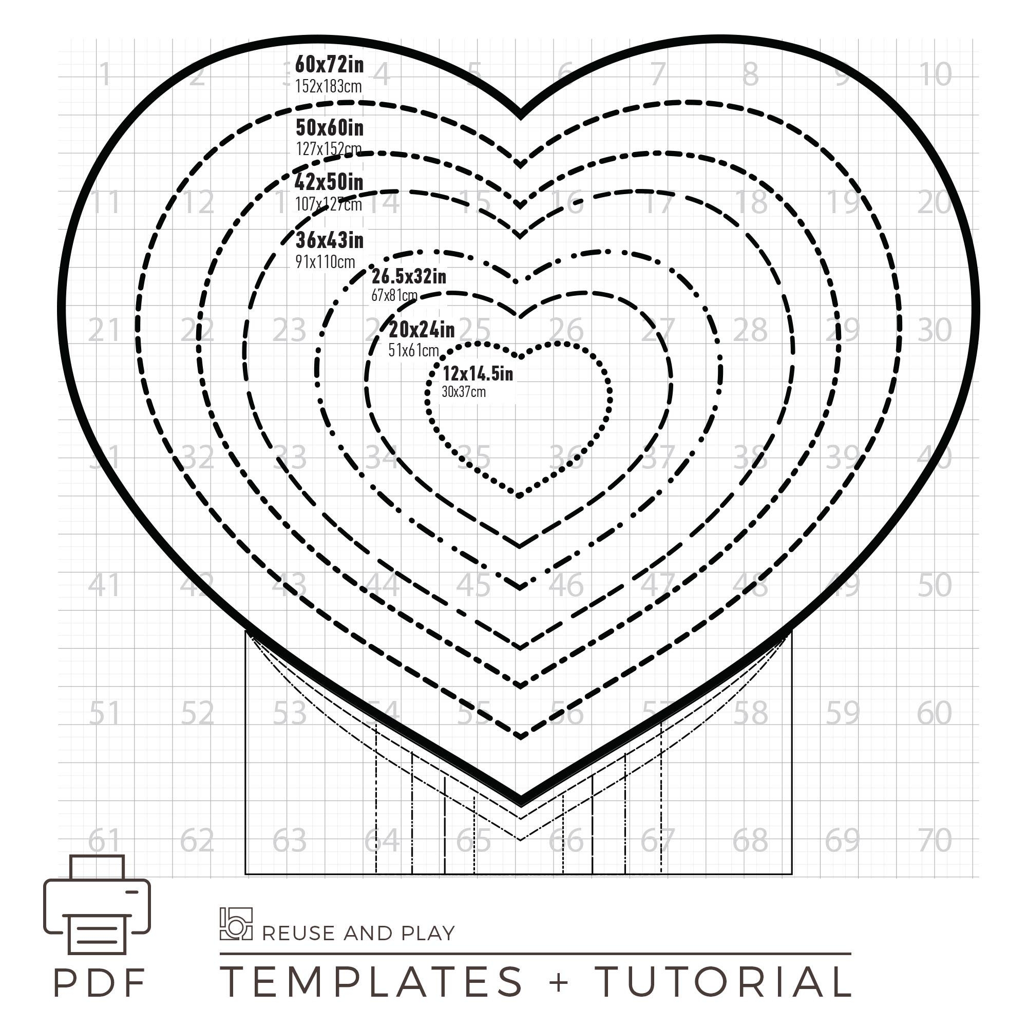 Giant Heart TEMPLATES 12 60in Etsy