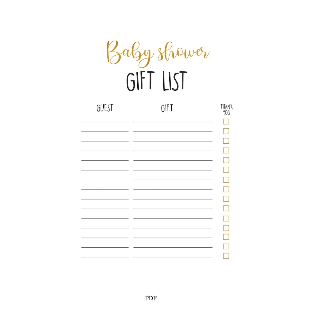 Gift List Printable Baby Gift List Baby Shower Gifts Shower Gift List Gift Log Book Template Baby Shower Etsy Canada