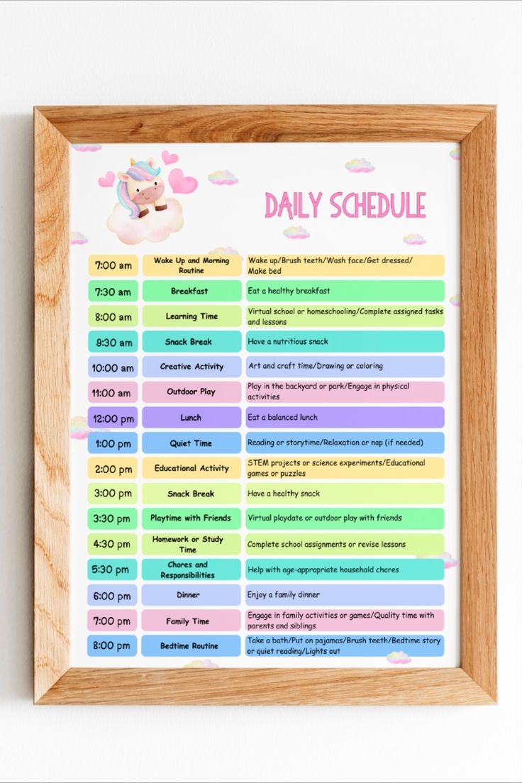 Girls Daily Schedule Editable Template