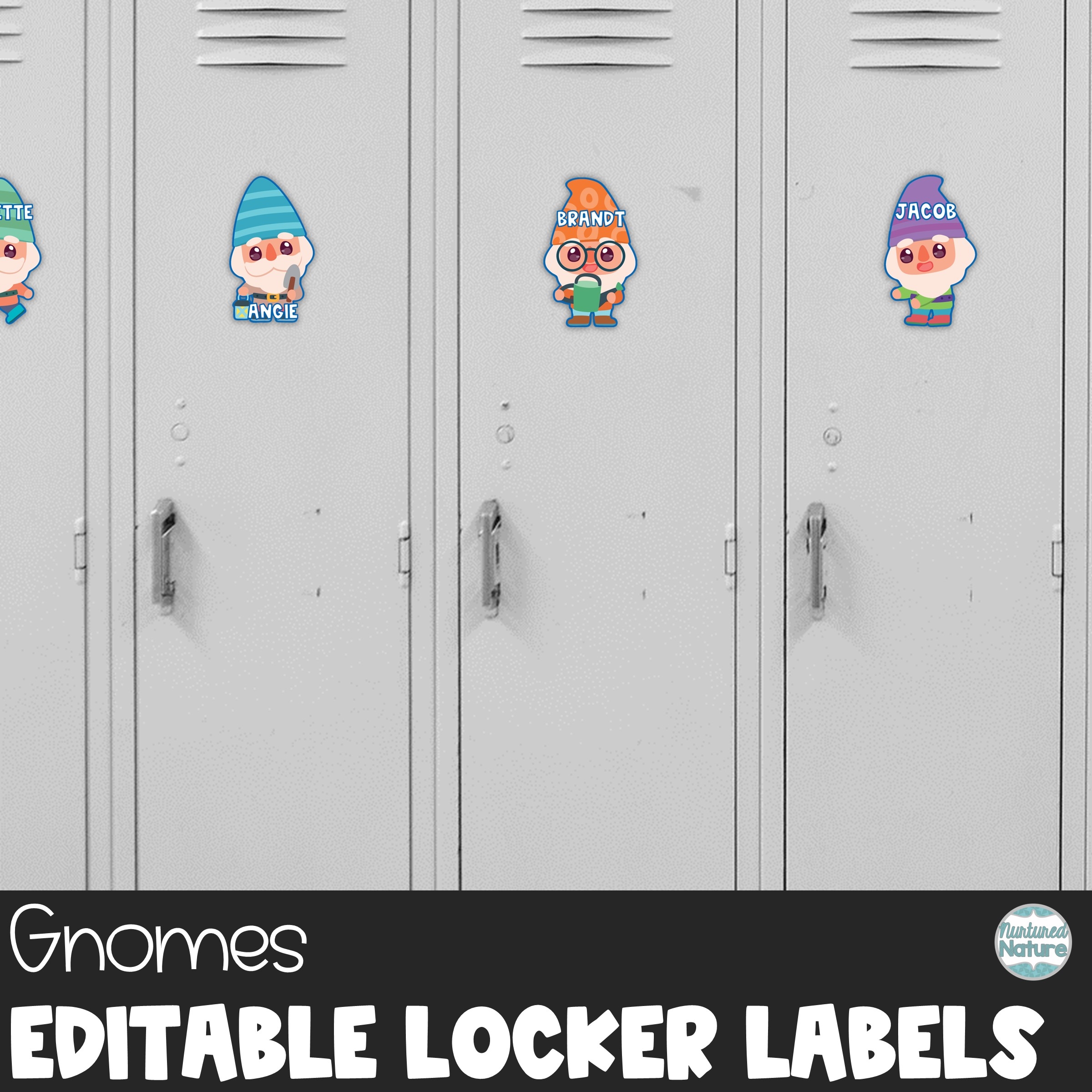 Gnome Locker Labels Editable Name Tags For Cubbies Spring Classroom Decor Made By Teachers