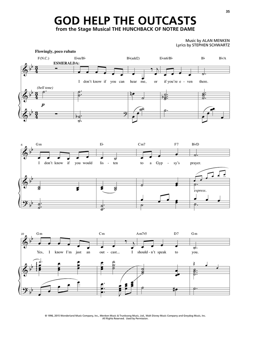God Help The Outcasts from The Hunchback Of Notre Dame A New Musical Piano Piano Accompaniment Voice Solo Digital Sheet Music Sheet Music Plus