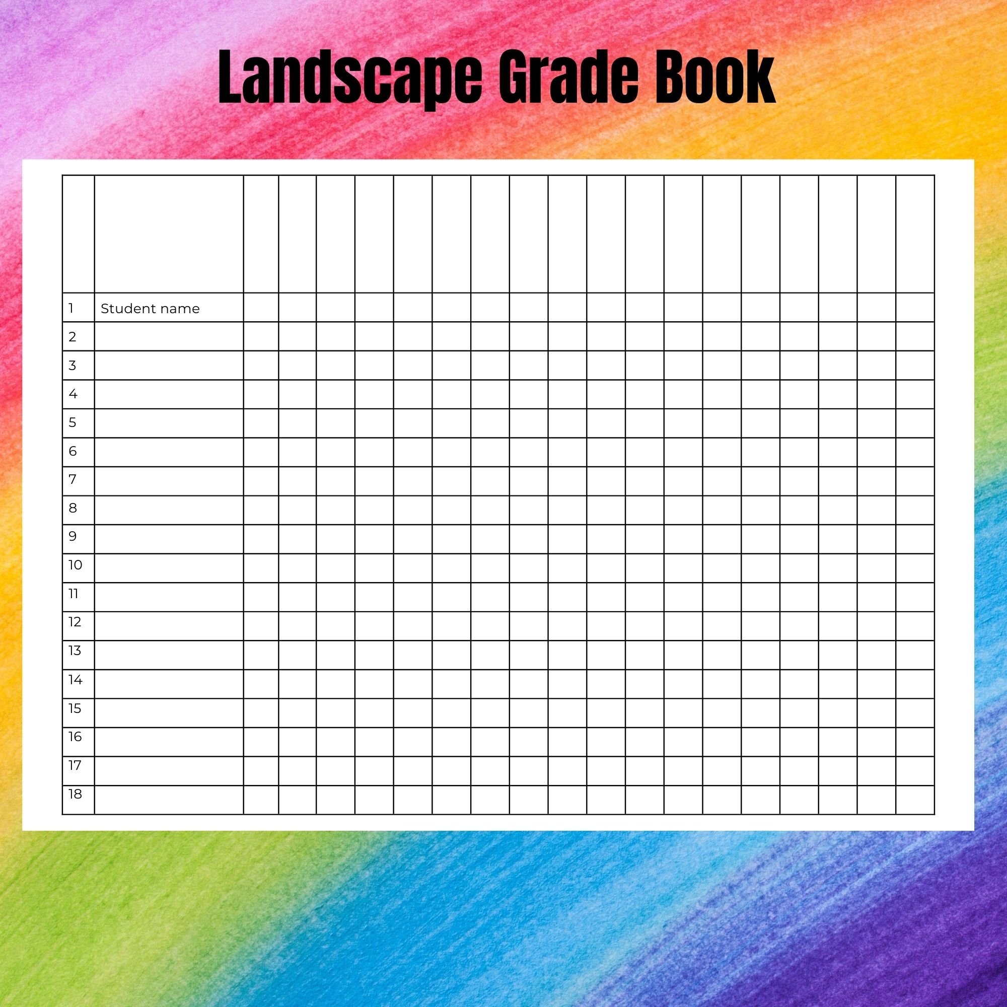 Editable Gradebook Printable Sheet