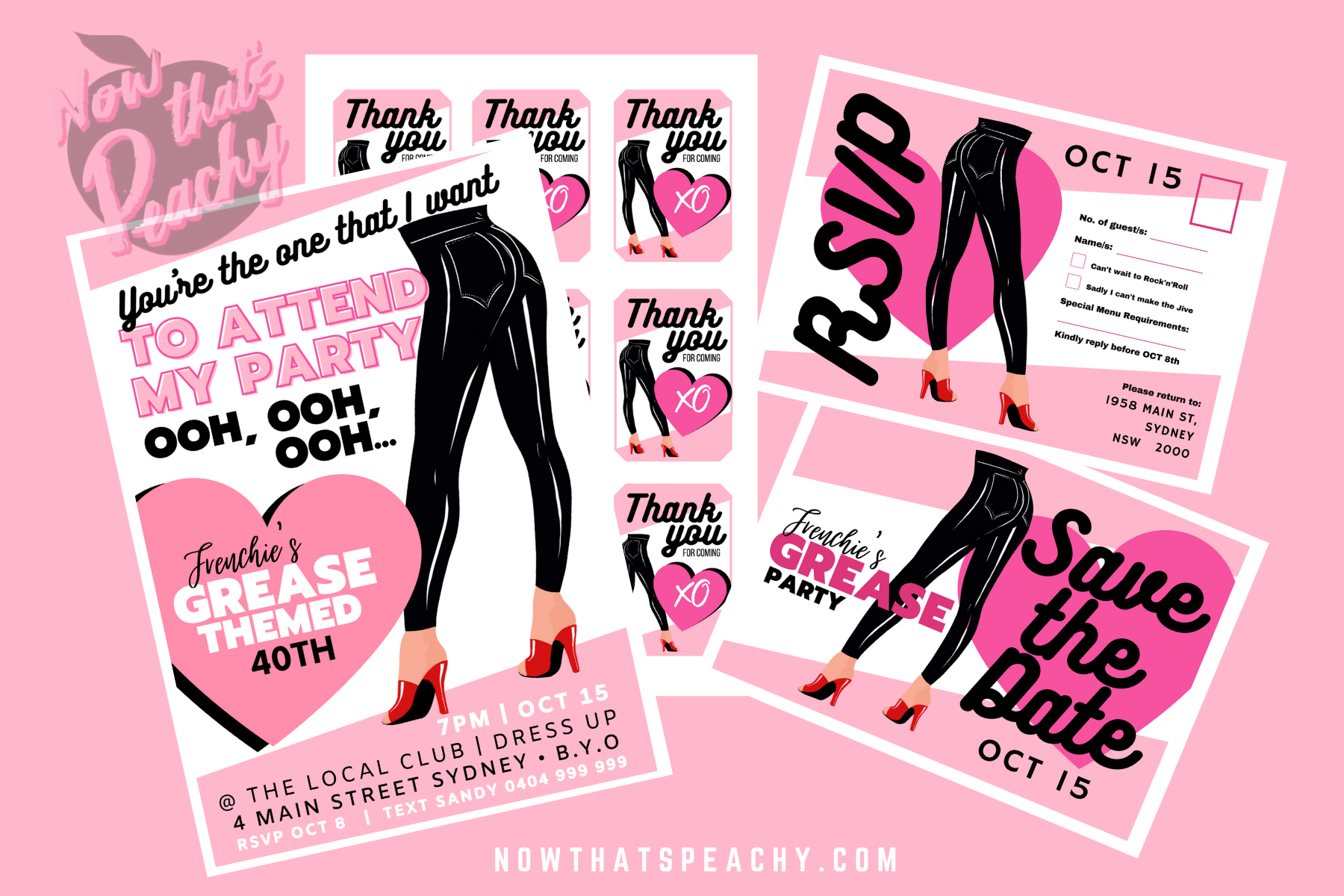 GREASE Movie 1950s Theme Party Printables EDITABLE PDFs Now Thats Peachy