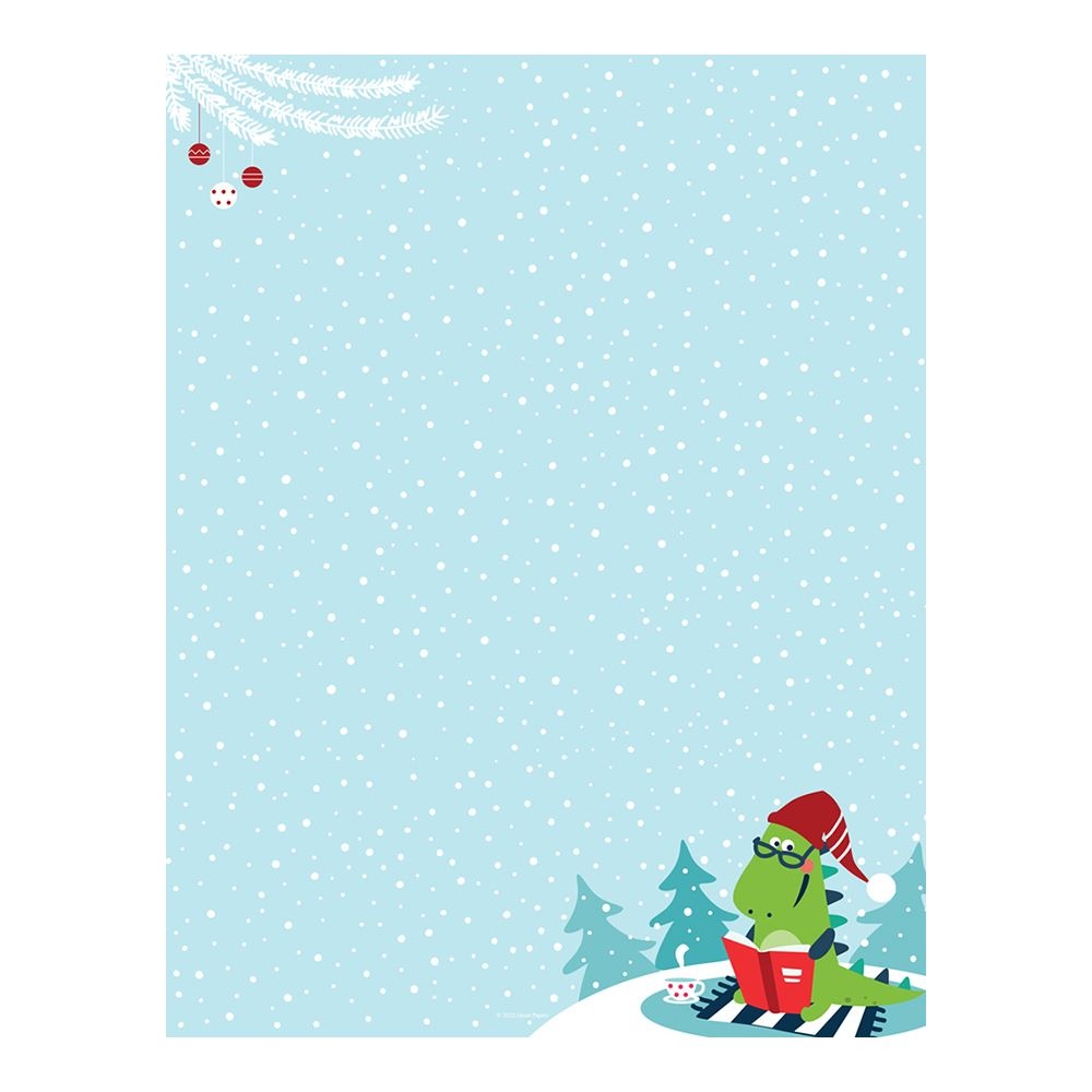 Great Papers Holiday Stationery Letterhead Christmas Dino Reading 8 5 X 11 50 Sheets 2022013 Cosco Industries