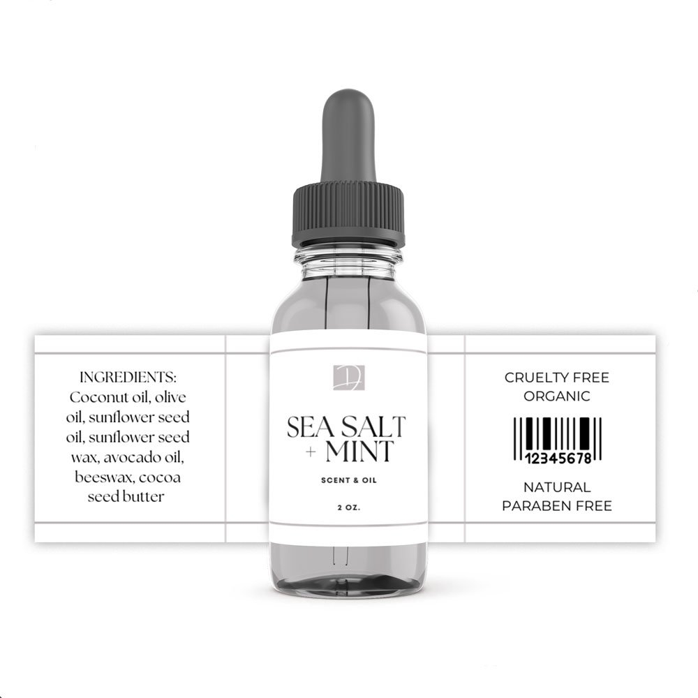 Grey And White Essential Oil Canva Label Template 3x1 Inch Dashleigh Template Center
